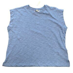 NWT Madewell Slub Crewneck Muscle Tee Sz L Cotton Lightweight Boxy Storm Cloud